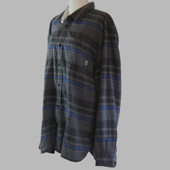 Vans Men's Blue & Gray Stripped Long-Sleeve Button-Up Shirt Size XL (C1004) - Picture 4 of 7